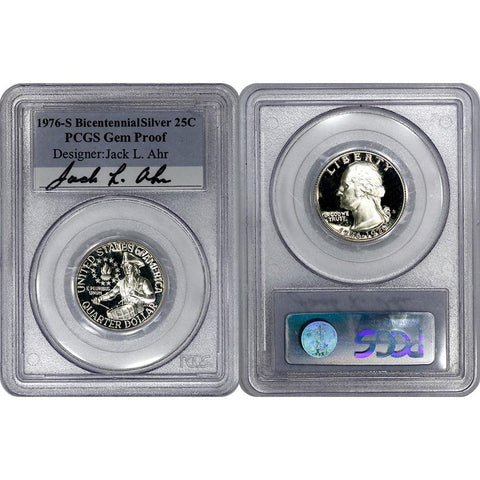 1976-S Bicentennial Silver Quarter - PCGS Gem Proof Signed by Jack Ahr