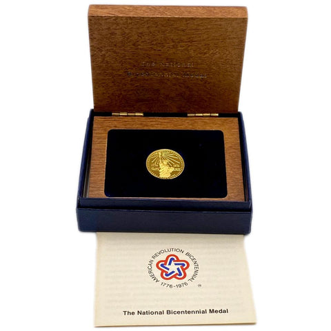 1976 American Revolution Bicentennial Gold Medal in Original Packaging .373 AGW - Gem