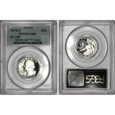 1976-S Proof Bicentennial Silver Quarter - PCGS PF 69 DCAM OGH
