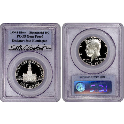 1976-S Bicentennial Silver Kennedy Half - PCGS Gem Proof Signed by Seth Huntington