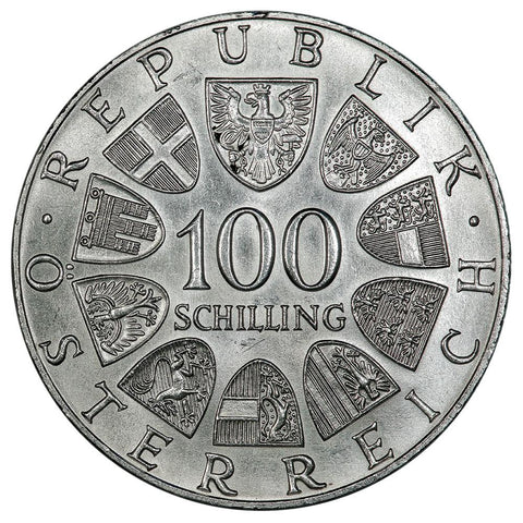 1977 Austria Silver 100 Schillings KM.2934 - Uncirculated