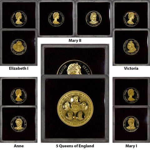 1977 5-Coin Cayman Islands Gold Queens Collection (1.28 AGW) - Gem Proof