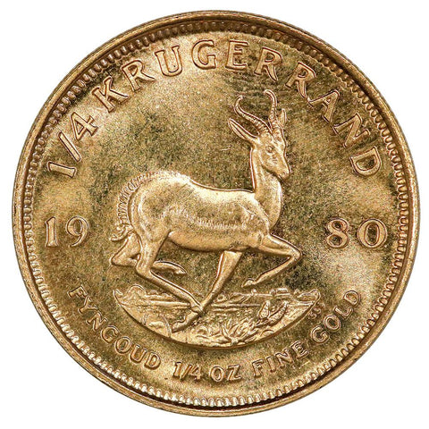 1980 South Africa 1/4 Ounce Gold Krugerrands KM.1065 - Gem Brilliant Uncirculated