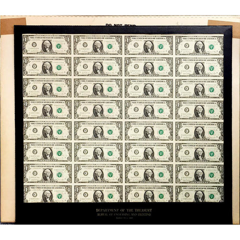 32-Subject Sheets of 1981 $1 Federal Reserve of Richmond Notes, Fr. 1911-E - Gem In OGP