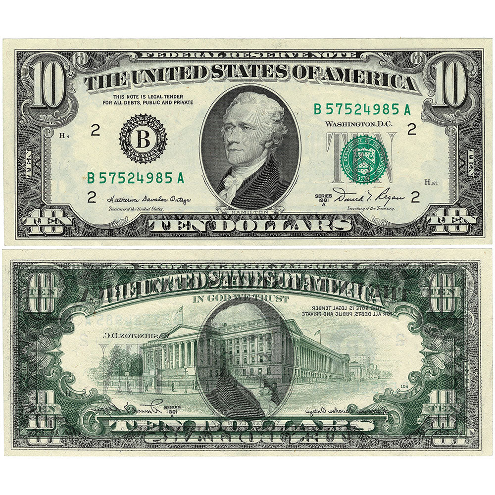 Ten Dollar Bill Front And Back