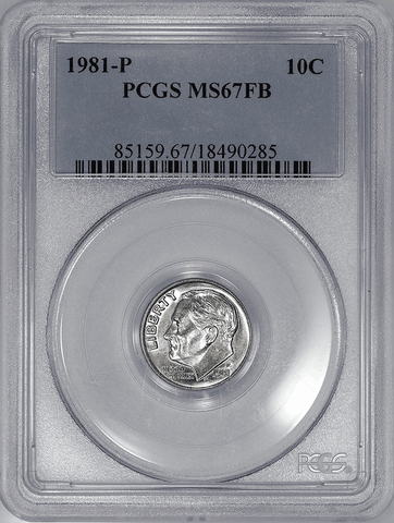 1981-P Roosevelt Dime - PCGS MS 67 FB (Full Bands)