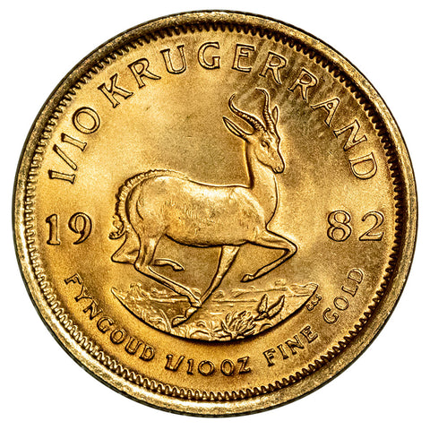 1982 South Africa 10th Ounce Gold Krugerrand KM.105 - Gem Brilliant Uncirculated