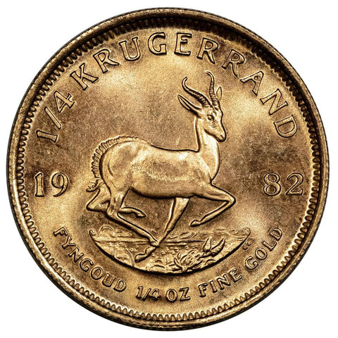 1982 South Africa 1/4 Ounce Gold Krugerrands KM.1065 - Gem Brilliant Uncirculated