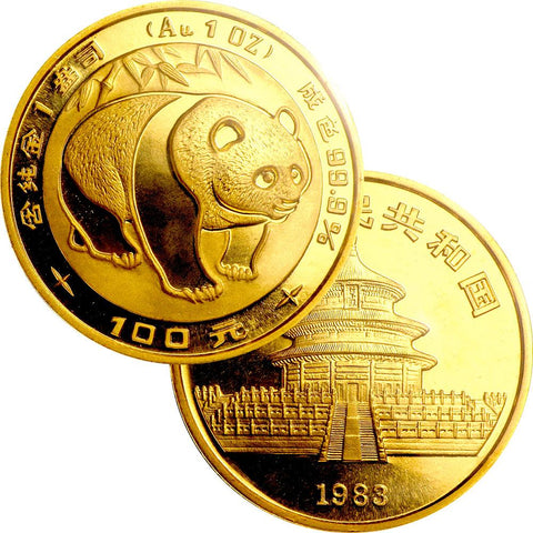1983 China 50 Yuan 1/2 oz Gold Panda KM.71 - Gem in Mint Plastic (Sealed)
