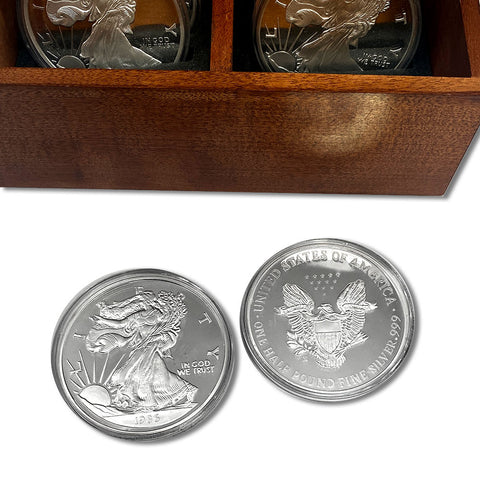 10 Washington Mint 8 oz .999 Silver "Eagle" Rounds 80 toz Total - Gem Proof in Box