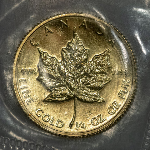 1986 1/4 oz .9999 Gold Canadian Maple Leaf - Gem in Mint Plastic