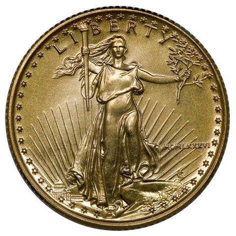 1986 $10 Quarter 1/4 Ounce American Gold Eagle - Gem Brilliant Uncirculated