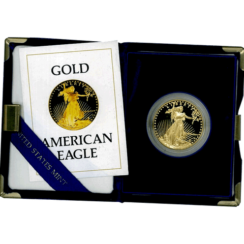 1986-W or 1987-W $50 Proof Gold American Eagle in Box w/COA (1 TOZ Net Pure Gold)