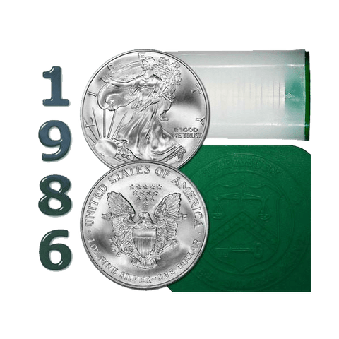 1986 American Silver Eagle Mint Roll of 20 - Green Tubes