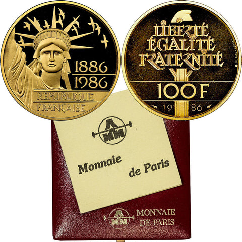 1986 France Gold 100 Francs Coin - Gem Proof in OGP w/ COA
