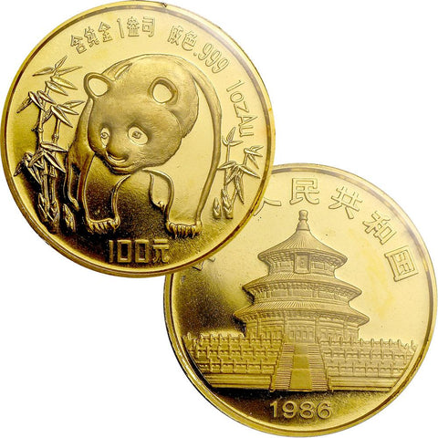 1986 100 Yuan 1 oz .999 Gold Panda KM.135 - Gem Uncirculated