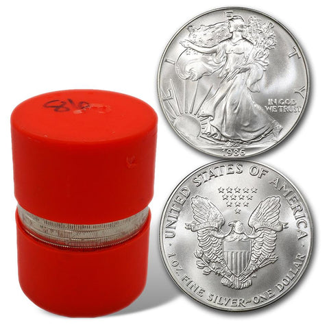1986 American Silver Eagle Original Mint Roll of 20 - Orange Capped Tubes