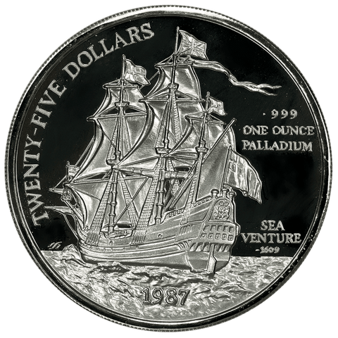 1987 Bermuda $25 Dollar .999 One Ounce Palladium - KM.53 - Gem Proof