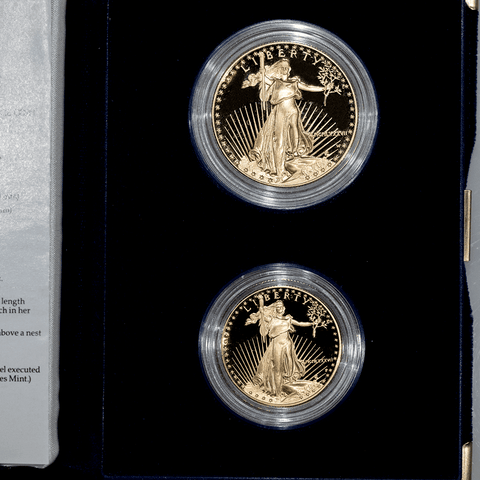 1987 Two Coin Proof Gold Eagle Set 1987-W $50 & 1987-P $25 in Box w/COA (1.5 TOZ)