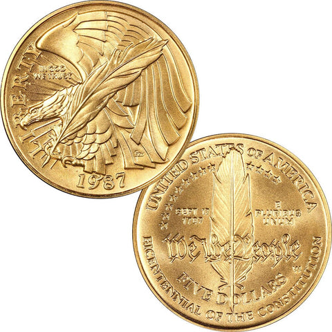 1987-W Proof Constitution Bicentennial $5 Gold - Gem Uncirculated
