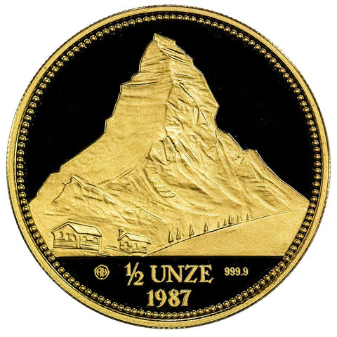 1987-AH Switzerland Matterhorn 1/2 oz .9999 Gold - Gem Proof