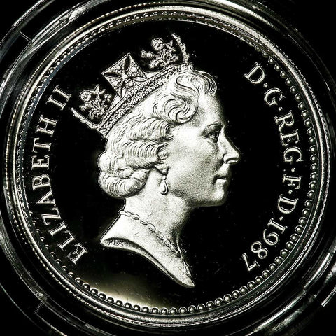 1987 Great Britain Proof Silver 1 Pound in Box w/ COA KM.948a ~ Gem Proof