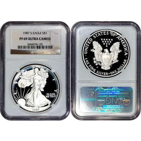 1987-S Proof American Silver Eagle - NGC PF 69 Ultra Cameo