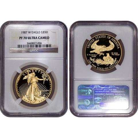 1987-W $50 Proof Gold American Eagle in NGC PF 70 Ultra Cameo