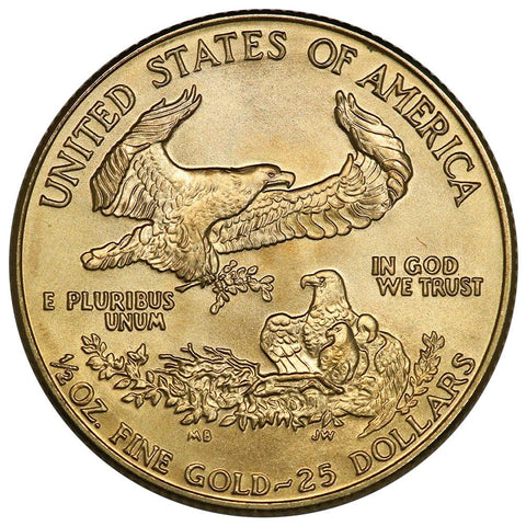 1988 $25 1/2 Oz Half Ounce Gold Eagle - Gem Uncirculated