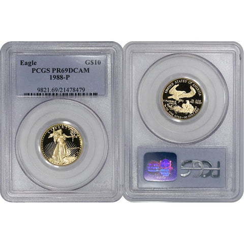 1988-P Proof $10 Quarter 1/4 Ounce American Gold Eagle - PCGS PR 69 DCAM