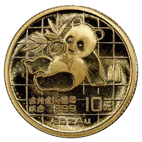 1989 China 10 Yuan 1/10 oz Gold Panda - Gem Uncirculated in Mint Plastic