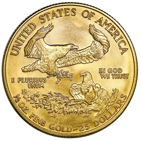 1989 $25 1/2 Oz Half Ounce Gold Eagle - Gem Uncirculated