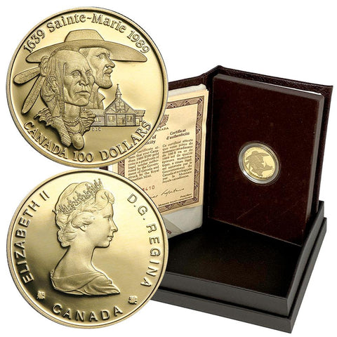 1989 Canada Proof $100 1/4 oz Gold Coin Sainte-Marie - Gem Proof in OGP