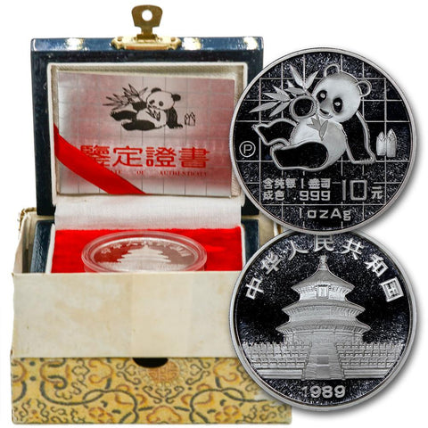 1989-P Proof China 10 Yuan Silver Panda 1 oz .999 Silver KM.A221 - Gem Proof in Box with COA