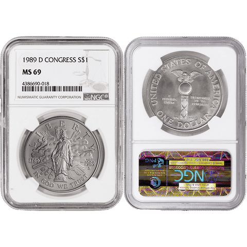 1989-D Congress Bicentennial Commemorative Silver Dollar - NGC MS 69