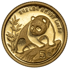 1990 China 5 Yuan 1/20 oz Gold Panda KM.268 - Ex-Jewelry