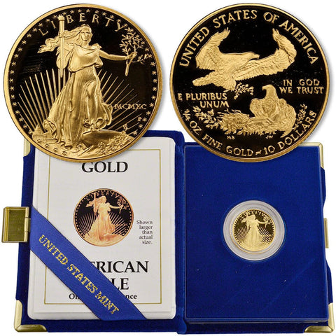 1990 $10 1/4 Oz Quarter Ounce Proof Gold Eagle - Gem Proof in OGP w/ COA