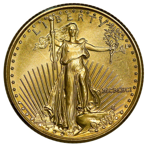 1991 $10 1/4 Oz Quarter Ounce Gold Eagle - Gem Uncirculated - Low Mintage
