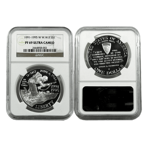 1991-1995-W World War II Commemorative Silver Dollar - NGC PF 69 Ultra Cameo