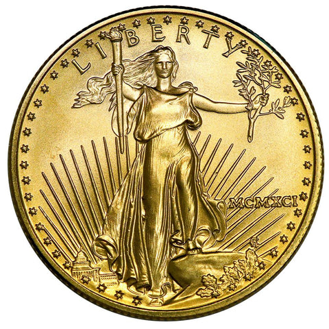 1991 $25 1/2 Oz Half Ounce Gold Eagle - Gem Uncirculated - Scarce