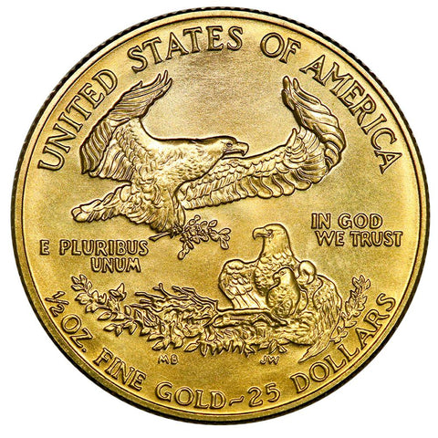 1991 $25 1/2 Oz Half Ounce Gold Eagle - Gem Uncirculated - Scarce