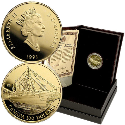 1991 Canada Proof $100 1/4 oz Gold Coin Empress of India - Gem Proof in OGP