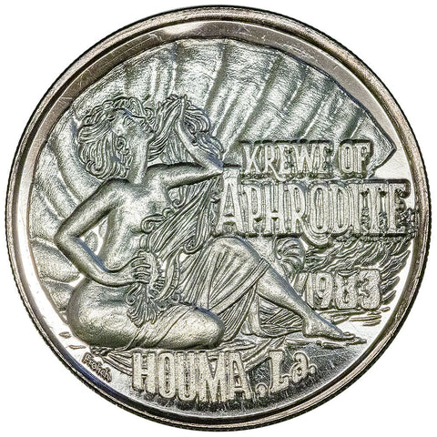 1991 Krewe of Aphrodite Mardi Gras 1 oz .999 Silver Doubloon - Gem