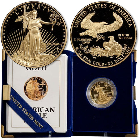 1991 $25 1/2 Oz Quarter Ounce Proof Gold Eagle - Gem Proof in OGP w/ COA