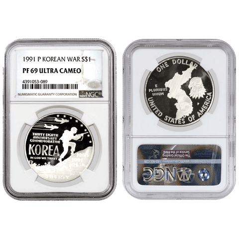 1991-P Korean War Commemorative Silver Dollar - NGC PF 69 Ultra Cameo
