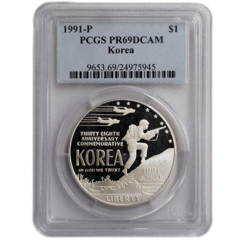 1991-P "Korea" Commemorative Silver Dollar - PCGS PR69 DCAM
