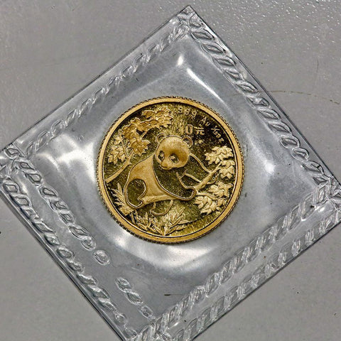 1992 China 10 Yuan 1/10 oz Gold Panda - Gem Uncirculated in Mint Plastic