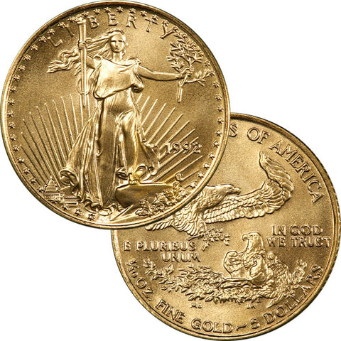 1992 $5 Tenth 1/10 Ounce Gold Eagle - Gem Uncirculated
