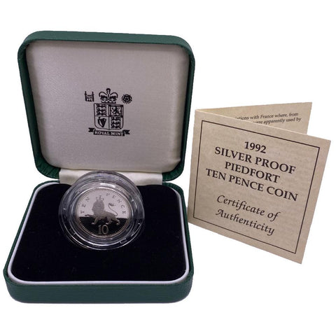 1992 Great Britain Proof Silver 10 Pence Piedfort in Box w/ COA KM.P13 ~ Gem Proof