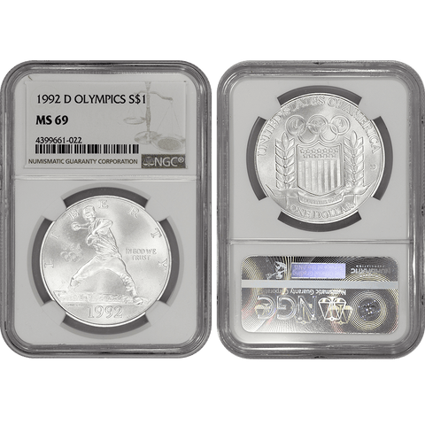 1992-D Olympic Baseball Commemorative Silver Dollar - NGC MS 69
